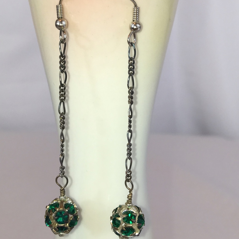 Emerald Fireballs Earrings in Sterling Silver